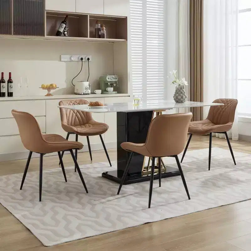 Zeus & Ruta – Lot de 2 chaises de salle à manger modernes du milieu du siècle en similicuir rembourré, confortables pour la cuisine et la salle à manger