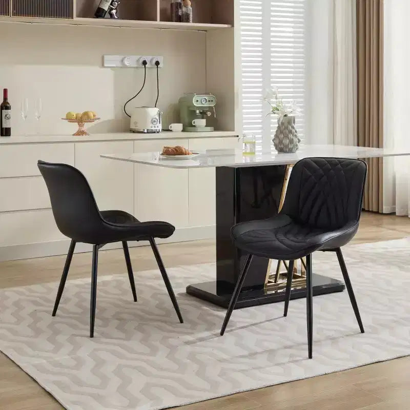 Zeus & Ruta – Lot de 2 chaises de salle à manger modernes du milieu du siècle en similicuir rembourré, confortables pour la cuisine et la salle à manger