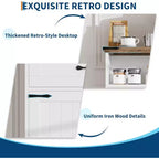 Meuble de rangement blanc de style ferme avec portes et tiroirs, meuble de salle de bain autoportant pour cuisine/buanderie/salon/chambre