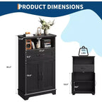 Meuble de rangement blanc de style ferme avec portes et tiroirs, meuble de salle de bain autoportant pour cuisine/buanderie/salon/chambre