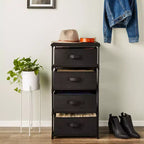 Commode de placard haute à 4 niveaux avec tiroirs - Organisateur de vêtements et petit rangement en tissu pour chambre à coucher