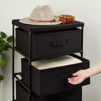 Commode de placard haute à 4 niveaux avec tiroirs - Organisateur de vêtements et petit rangement en tissu pour chambre à coucher