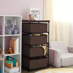 Commode de placard haute à 4 niveaux avec tiroirs - Organisateur de vêtements et petit rangement en tissu pour chambre à coucher