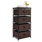 Commode de placard haute à 4 niveaux avec tiroirs - Organisateur de vêtements et petit rangement en tissu pour chambre à coucher