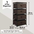 Commode de placard haute à 4 niveaux avec tiroirs - Organisateur de vêtements et petit rangement en tissu pour chambre à coucher