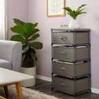 Commode de placard haute à 4 niveaux avec tiroirs - Organisateur de vêtements et petit rangement en tissu pour chambre à coucher