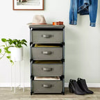 Commode de placard haute à 4 niveaux avec tiroirs - Organisateur de vêtements et petit rangement en tissu pour chambre à coucher