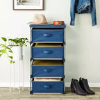 Commode de placard haute à 4 niveaux avec tiroirs - Organisateur de vêtements et petit rangement en tissu pour chambre à coucher