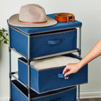 Commode de placard haute à 4 niveaux avec tiroirs - Organisateur de vêtements et petit rangement en tissu pour chambre à coucher