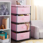 Commode de placard haute à 4 niveaux avec tiroirs - Organisateur de vêtements et petit rangement en tissu pour chambre à coucher