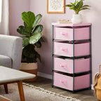 Commode de placard haute à 4 niveaux avec tiroirs - Organisateur de vêtements et petit rangement en tissu pour chambre à coucher