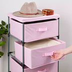 Commode de placard haute à 4 niveaux avec tiroirs - Organisateur de vêtements et petit rangement en tissu pour chambre à coucher