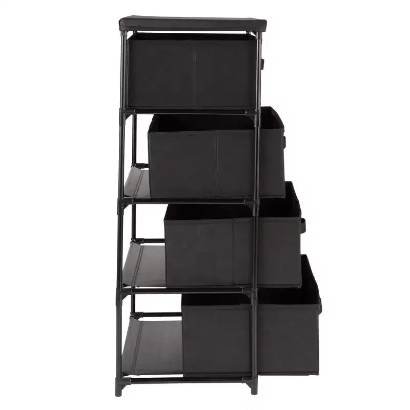 Commode de placard haute à 4 niveaux avec tiroirs - Organisateur de vêtements et petit rangement en tissu pour chambre à coucher