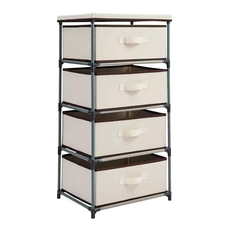 4-Tier Tall Closet Dresser with Drawers - Clothes Organizer and Small Fabric Storage for Bedroom