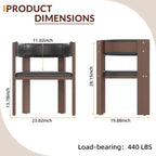 Lot de chaises de salle à manger en bois massif du milieu du siècle, chaises d'appoint rembourrées en cuir PU avec dossier incurvé, cadre en bois d'hévéa - Marron et gris foncé