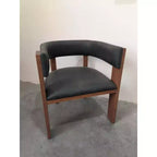 Lot de chaises de salle à manger en bois massif du milieu du siècle, chaises d'appoint rembourrées en cuir PU avec dossier incurvé, cadre en bois d'hévéa - Marron et gris foncé