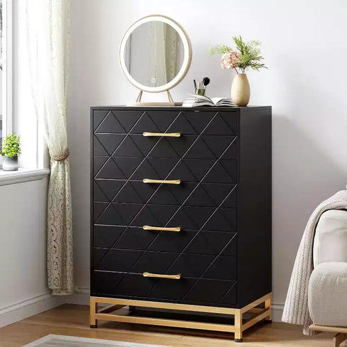 Acekool 4 Drawer Dresser, Tall Chest for Bedroom & Closet, Soft-Close Glides, Modern Storage Organizer with Metal Handles