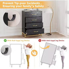 Commode à 4 tiroirs Acekool, chiffonnier haut pour chambre et placard, glissières à fermeture douce, organisateur de rangement moderne avec poignées métalliques