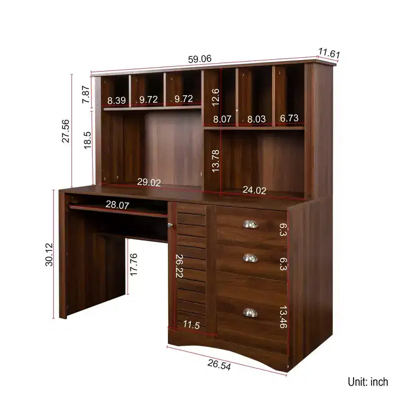 Bureau rustique avec étagère GDFStudio Rosalind