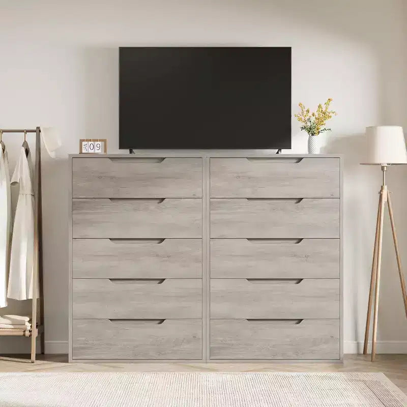 Commode 5 tiroirs pour chambre à coucher, commode haute de 130 cm, armoire à tiroirs verticale autoportante avec rangement, commode de rangement en bois pour salon, couloir
