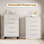 Commode 5 tiroirs pour chambre à coucher, commode haute de 130 cm, armoire à tiroirs verticale autoportante avec rangement, commode de rangement en bois pour salon, couloir