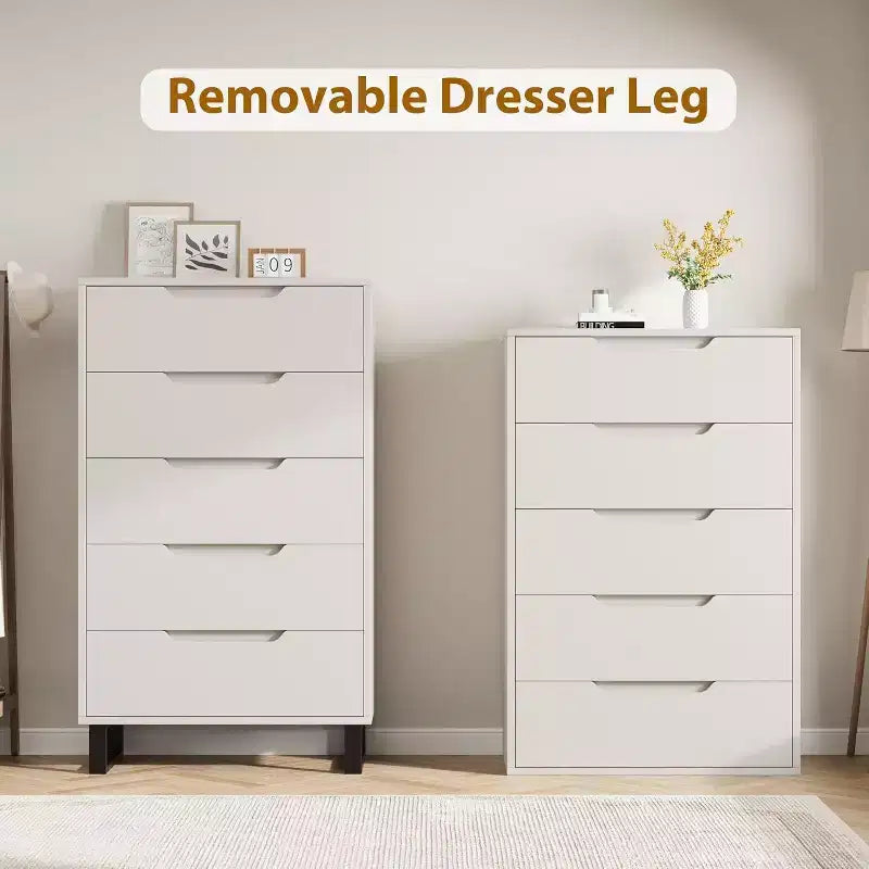 Commode 5 tiroirs pour chambre à coucher, commode haute de 130 cm, armoire à tiroirs verticale autoportante avec rangement, commode de rangement en bois pour salon, couloir