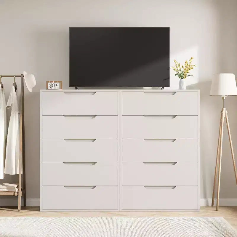 Commode 5 tiroirs pour chambre à coucher, commode haute de 130 cm, armoire à tiroirs verticale autoportante avec rangement, commode de rangement en bois pour salon, couloir