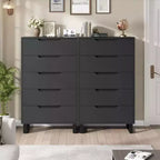 Commode 5 tiroirs pour chambre à coucher, commode haute de 130 cm, armoire à tiroirs verticale autoportante avec rangement, commode de rangement en bois pour salon, couloir