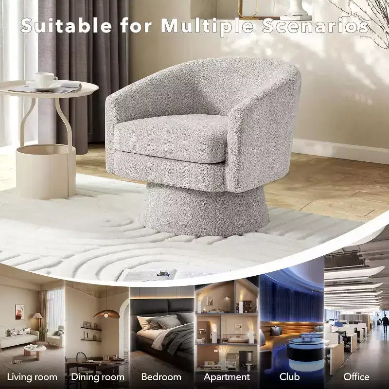 Fauteuil pivotant, fauteuil de lecture pivotant en chenille à 360°, fauteuil de salon moderne avec espace de rangement pour salon et chambre à coucher