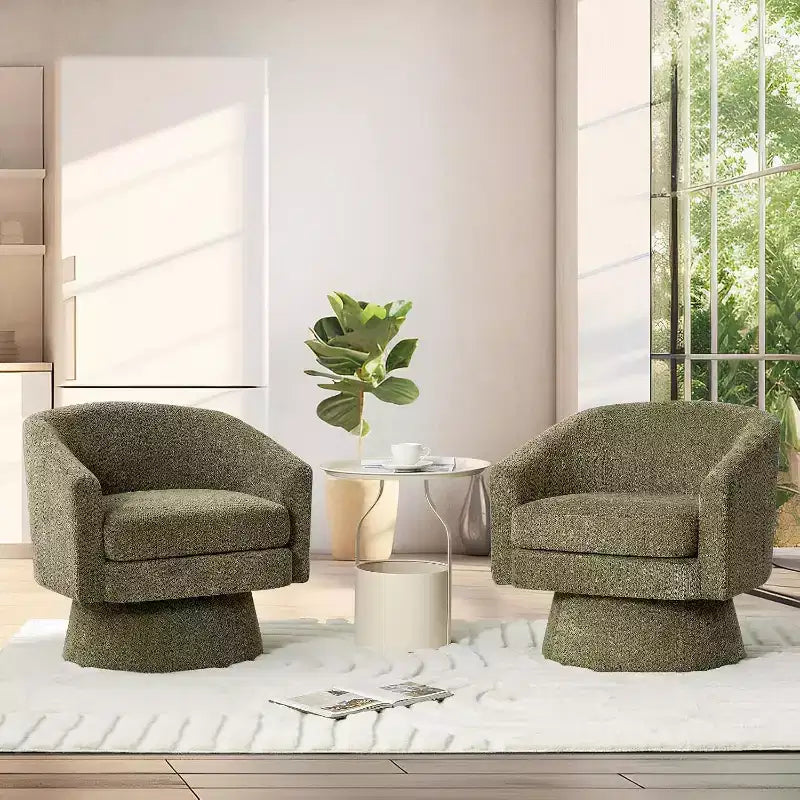 Fauteuil pivotant, fauteuil de lecture pivotant en chenille à 360°, fauteuil de salon moderne avec espace de rangement pour salon et chambre à coucher