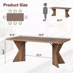Table à manger GustoWave de 180 cm pour 6 personnes, avec cadre robuste et pieds en V
