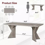 Table à manger GustoWave de 180 cm pour 6 personnes, avec cadre robuste et pieds en V