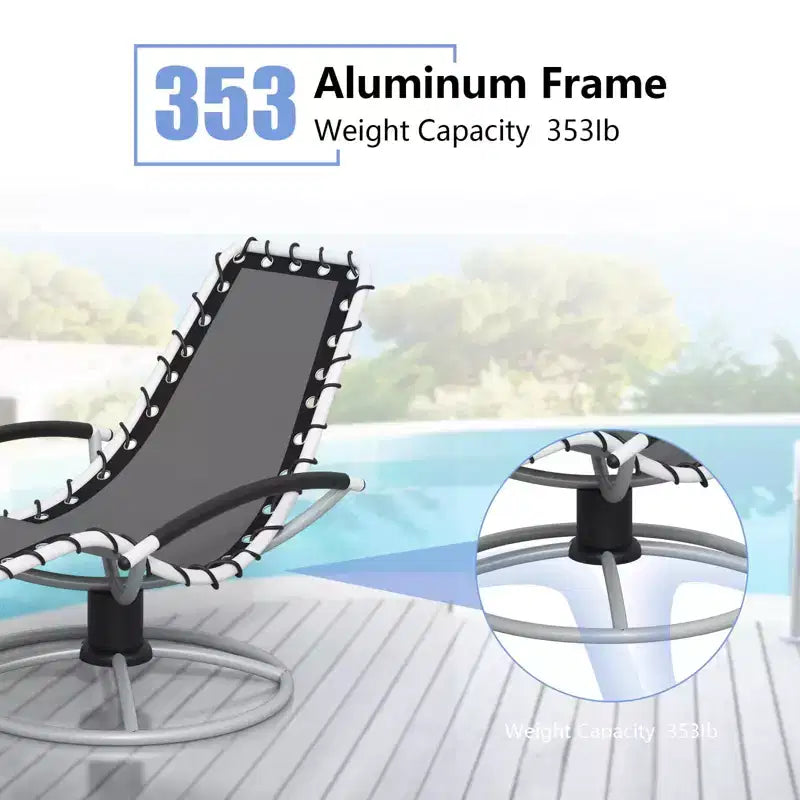 Fauteuil de jardin pivotant d'extérieur, fauteuil de jardin pivotant à dossier haut en textilène, bascule en maille rotative à 360° pour jardin, pelouse, porche, balcon