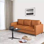 Canapé Acekool 85 Mid-Century Modern en Faux Cuir, Canapé 3 Places avec Assise Profonde, Mousse Haute Densité, Pieds en Bois, Tan, pour Salon ou Bureau