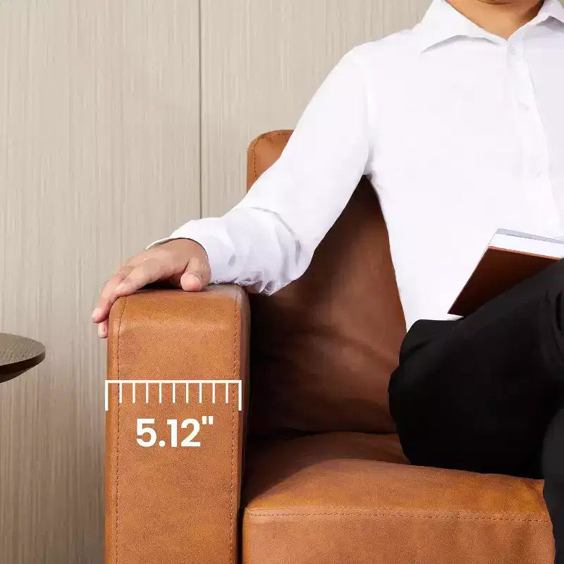 Canapé Acekool 85 Mid-Century Modern en Faux Cuir, Canapé 3 Places avec Assise Profonde, Mousse Haute Densité, Pieds en Bois, Tan, pour Salon ou Bureau