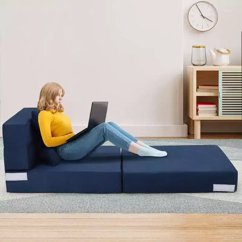 Matelas de canapé pliant Acekool, fauteuil-lit convertible en mousse à mémoire de forme avec oreiller, futon de sol en lin, taille unique pour salon