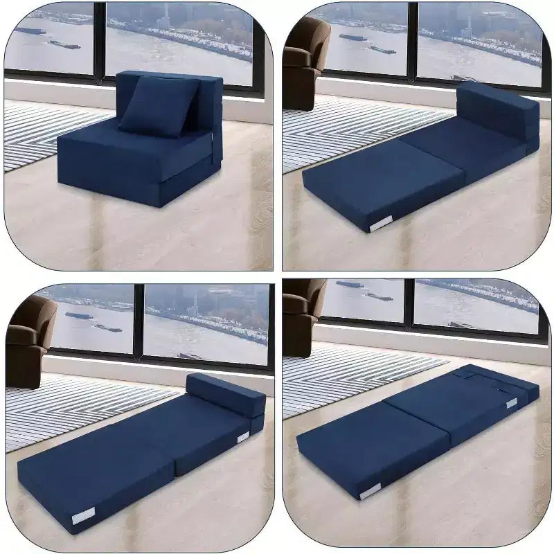 Matelas de canapé pliant Acekool, fauteuil-lit convertible en mousse à mémoire de forme avec oreiller, futon de sol en lin, taille unique pour salon