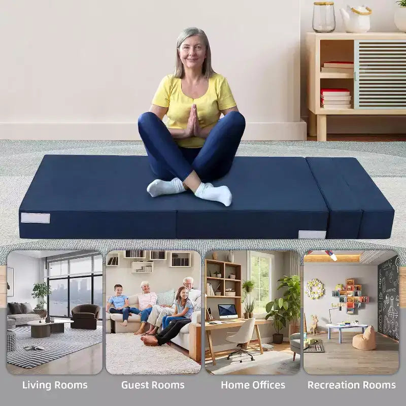 Matelas de canapé pliant Acekool, fauteuil-lit convertible en mousse à mémoire de forme avec oreiller, futon de sol en lin, taille unique pour salon