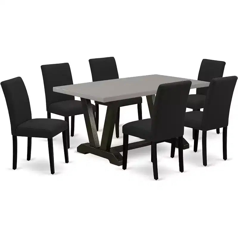 Ensemble de salle à manger 7 pièces HomeStock Belmont avec table rectangulaire et 6 chaises - Finition noire