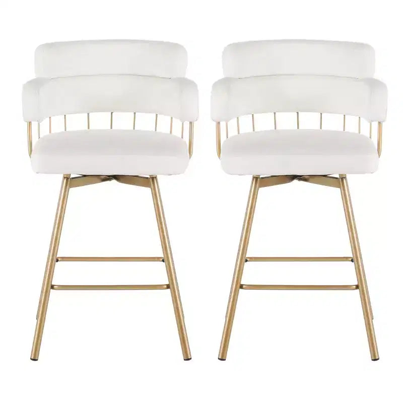 Christopher Knight Home Candy Tabourets de comptoir pivotants en métal et rembourrés à 180° avec retour automatique (lot de 2)