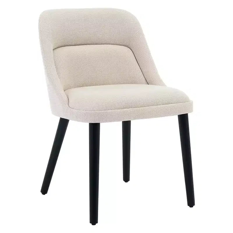 GustoWave Mid-Century Modern Dining Chair, Upholstered Fabric Accent Chairs, Set of 2, Performance Fabric in Linen, Beige
