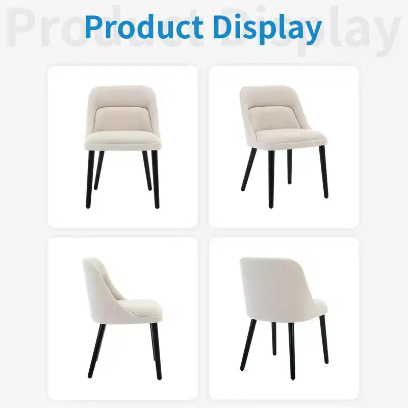 Chaise de salle à manger moderne du milieu du siècle GustoWave, chaises d'appoint rembourrées en tissu, lot de 2, tissu haute performance couleur lin, beige