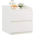 Nightstand with Drawers Bedside Table White End Table Modern Bed Side Table 2 Drawers Night Stand Drom Side Table Curved with Handle Free Design
