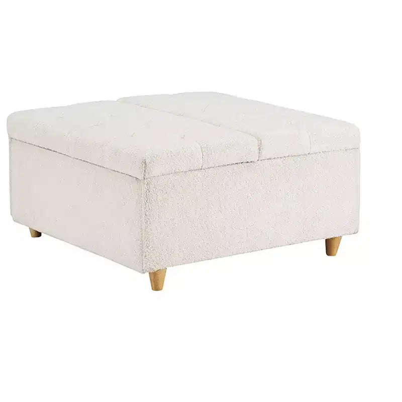 Table basse pouf de rangement en cuir avec plateau relevable, banc pouf capitonné en similicuir pour chambre à coucher et salon