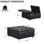 Table basse pouf de rangement en cuir avec plateau relevable, banc pouf capitonné en similicuir pour chambre à coucher et salon
