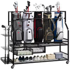Movable Golf Bag Organizer, All In One Golf Bag Storage Garage Organizer, Sports Equipment Organizer, Golf Bag Storage Garage Organizer with Baskets