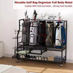 Organisateur de sac de golf mobile, Organisateur de rangement de sac de golf tout-en-un pour garage, Organisateur d'équipement de sport, Organisateur de rangement de sac de golf pour garage avec paniers