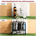 Organisateur de sac de golf mobile, Organisateur de rangement de sac de golf tout-en-un pour garage, Organisateur d'équipement de sport, Organisateur de rangement de sac de golf pour garage avec paniers