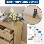 Commode 7 tiroirs en rotin pour chambre à coucher, commode de 130 cm de large, table de chevet pour placard, meuble de rangement en bois pour salon, couloir, entrée