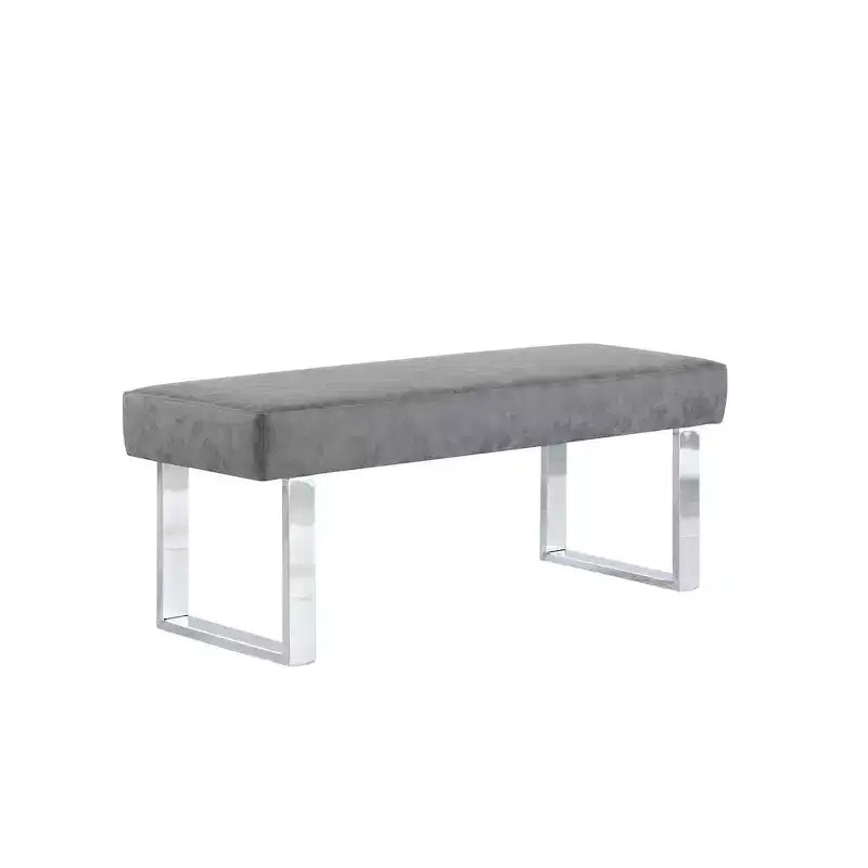 Chintaly Imports,Modern Gray Upholstered Bench, Gray
